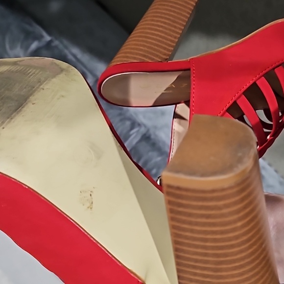 Red Gladiator Style Brown Block Heels US size6 - Picture 7 of 7